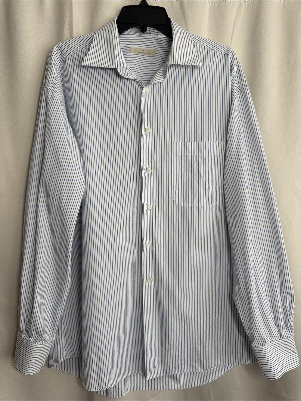 Ermenegildo Zegna Blue Striped Blue White Long Sleeve Button Down Shirt 43 / 17